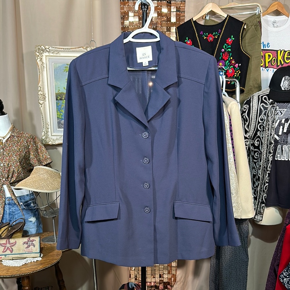 Classic Navy Blue Blazer with Notched Lapels